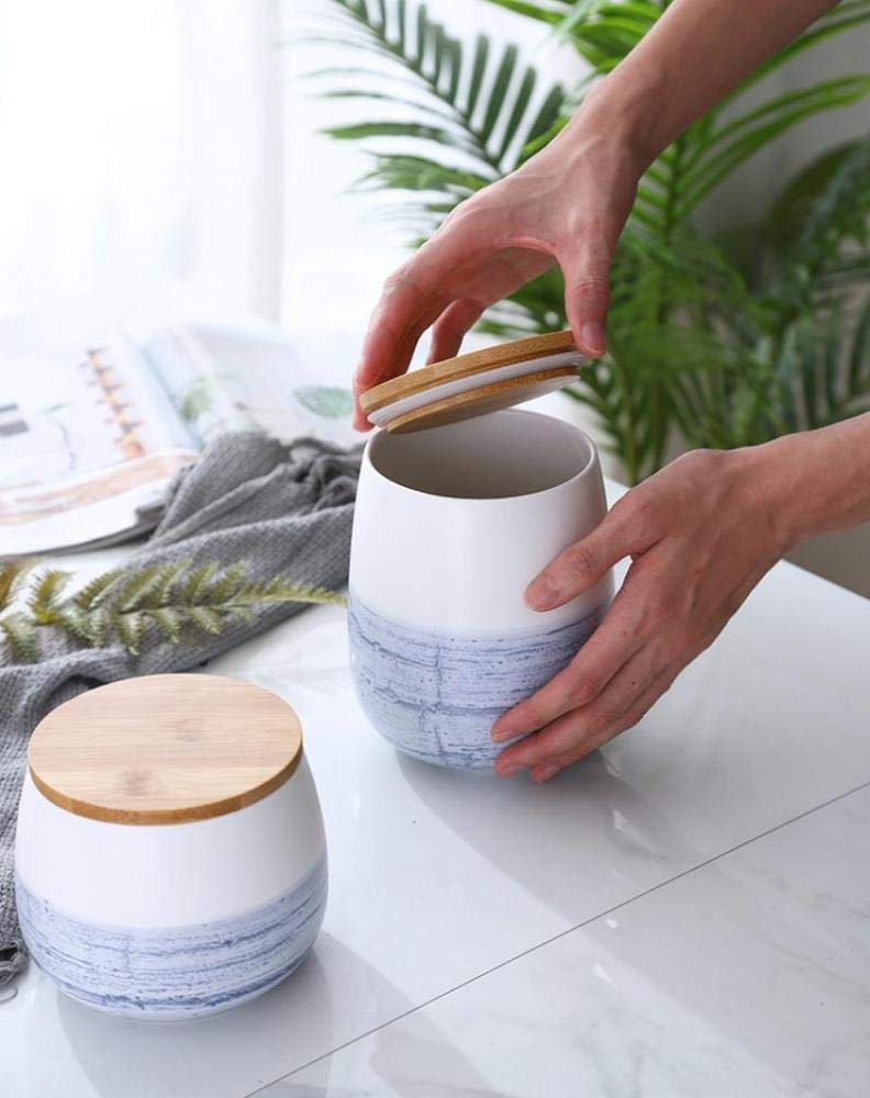 milkyway Food Storage Jar White Ceramic Food storage canister with Airtight Wooden Lid for serving Coffee, Tea, Sugar, Spice and More (700ml) - Image 5